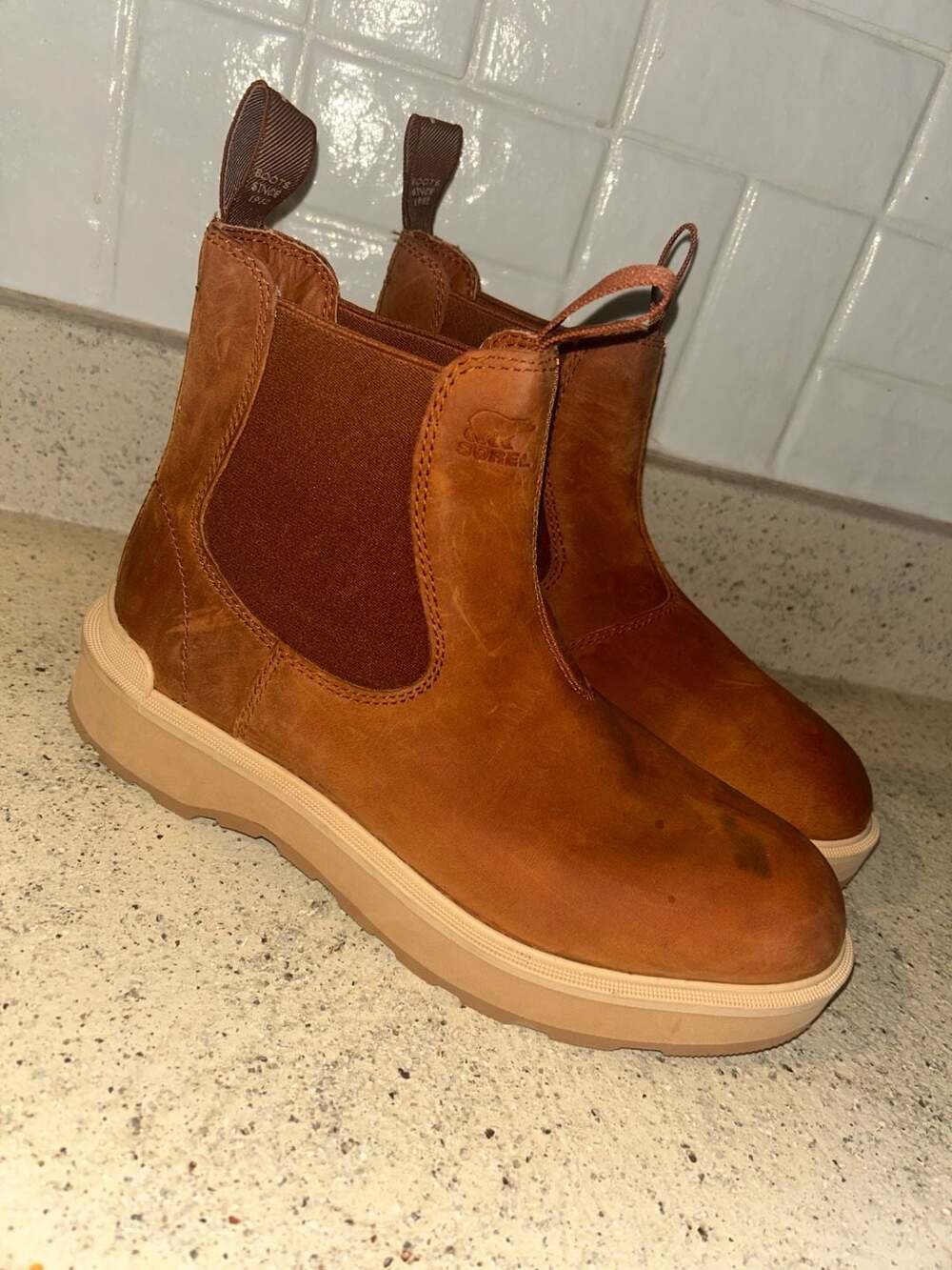 Sorel Hi-Line Chelsea Boots Women's Size 9 Brown Leather